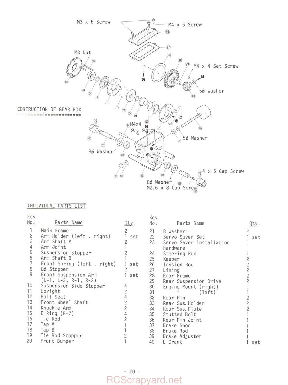 Kyosho - 3045 - Circuit-20-Extra - Racing-Baja - Manual - Page 20