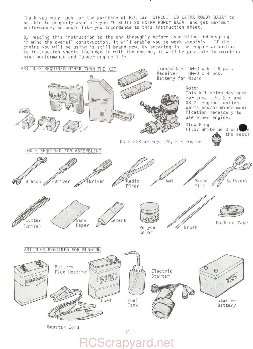 Kyosho - 3047 - Circuit-20-Extra - Rowdy-Baja - Manual - Page 02