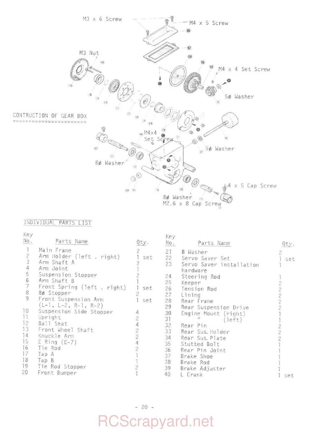 Kyosho - 3047 - Circuit-20-Extra - Rowdy-Baja - Manual - Page 20