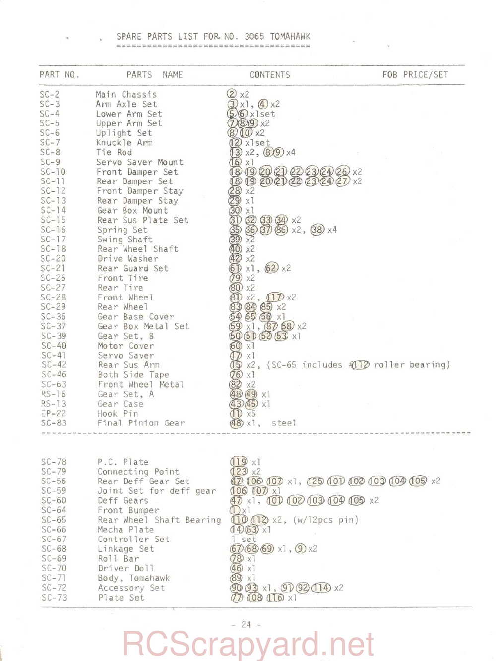 Kyosho - 3065 - Tomahawk - Manual - Page 24