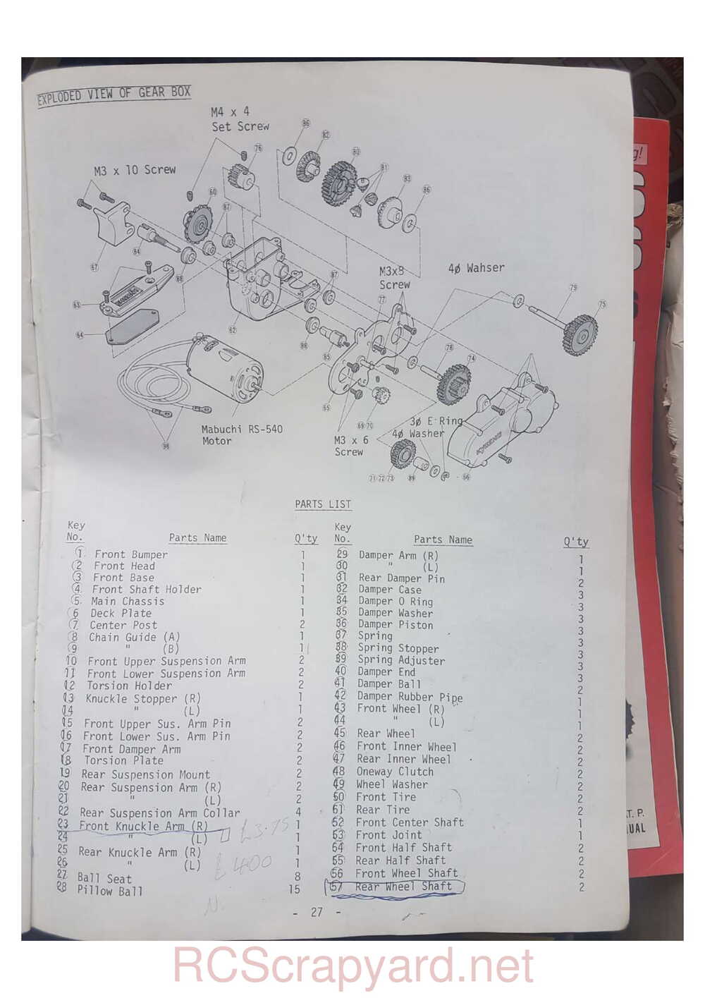 Kyosho - 3067 - Progress 4WDS - Manual - Page 27