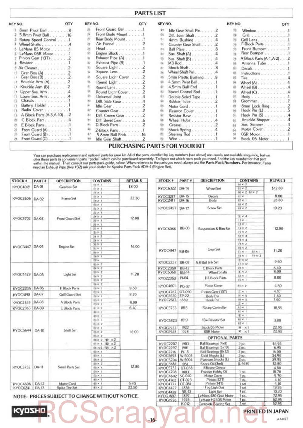 Kyosho - 3106 - Double-Dare - Manual - Page 16