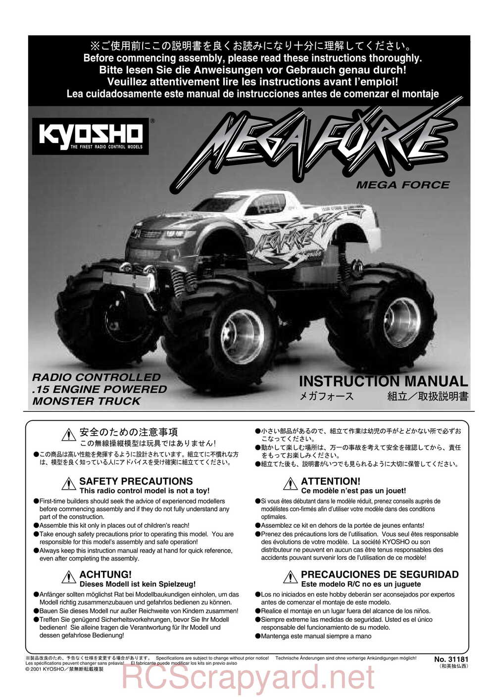 Kyosho - 31181 - Mega-Force - Manual - Page 01