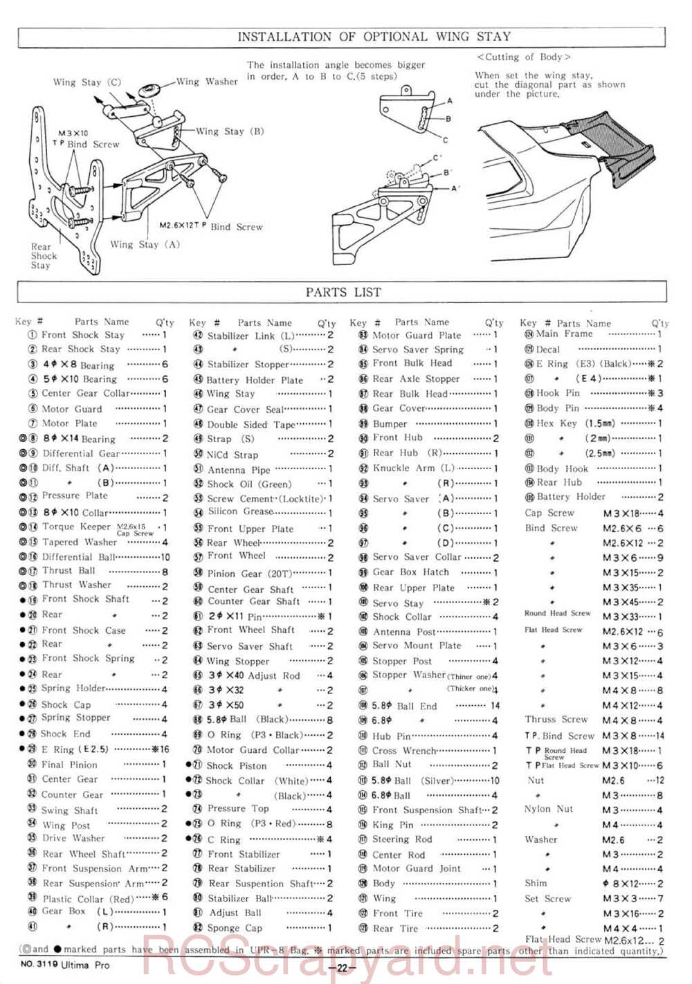 Kyosho - 3119 - Ultima-Pro XL - Manual - Page 22