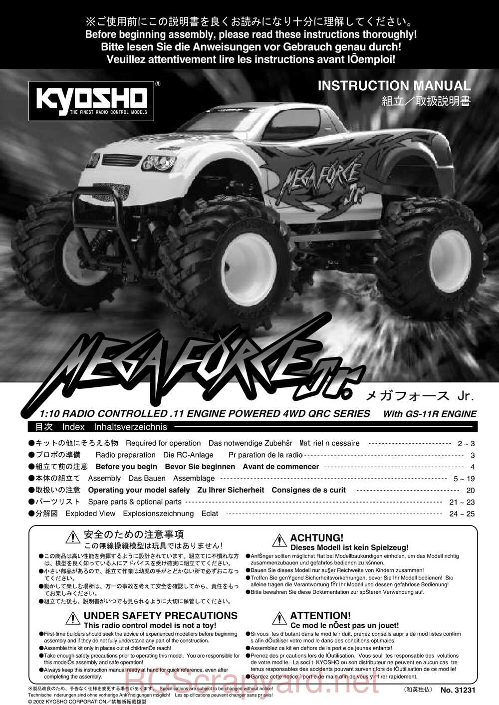 Kyosho - 31231 - Mega-Force-Jr - Manual - Page 01
