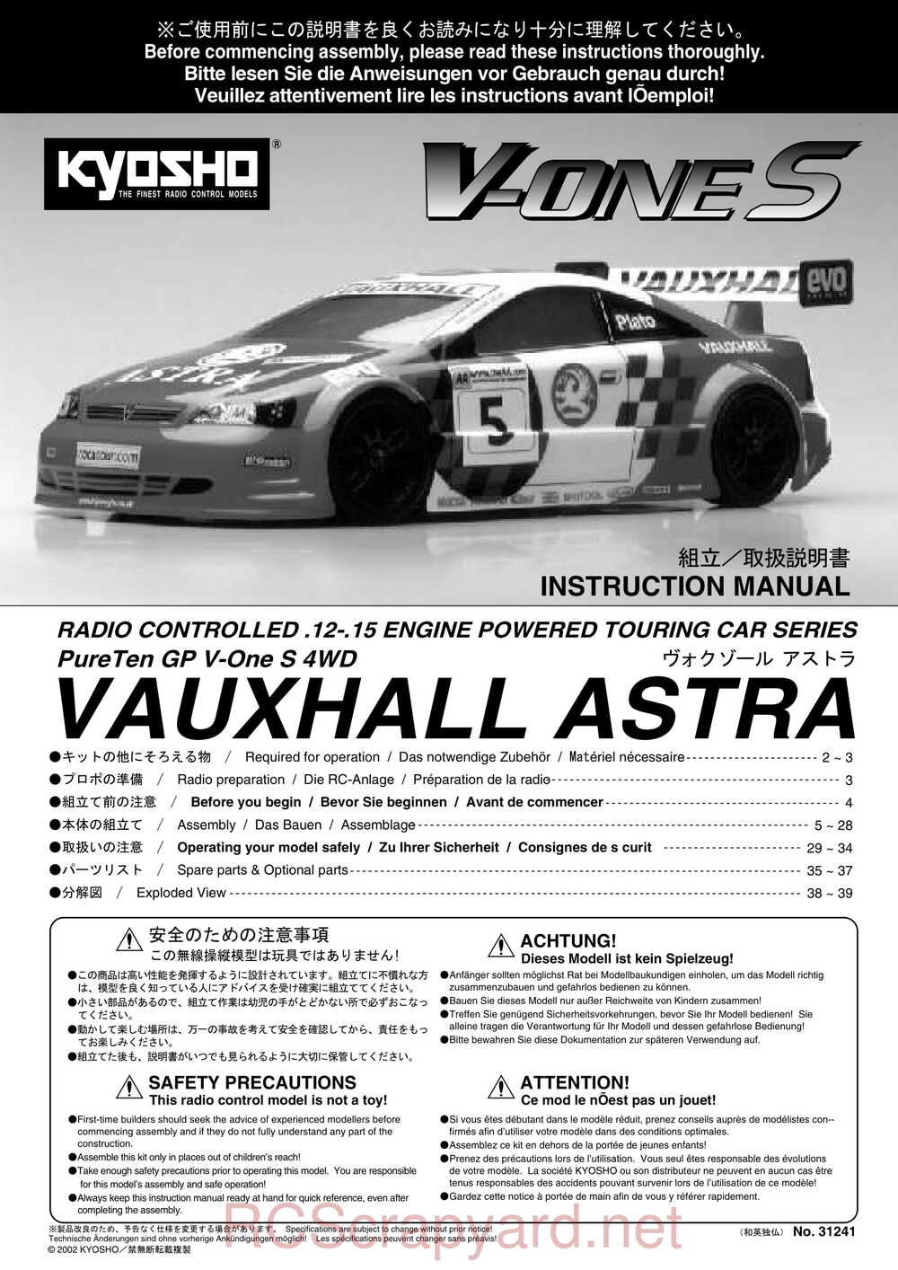 Kyosho - 31241 - V-One-S - Manual - Page 01