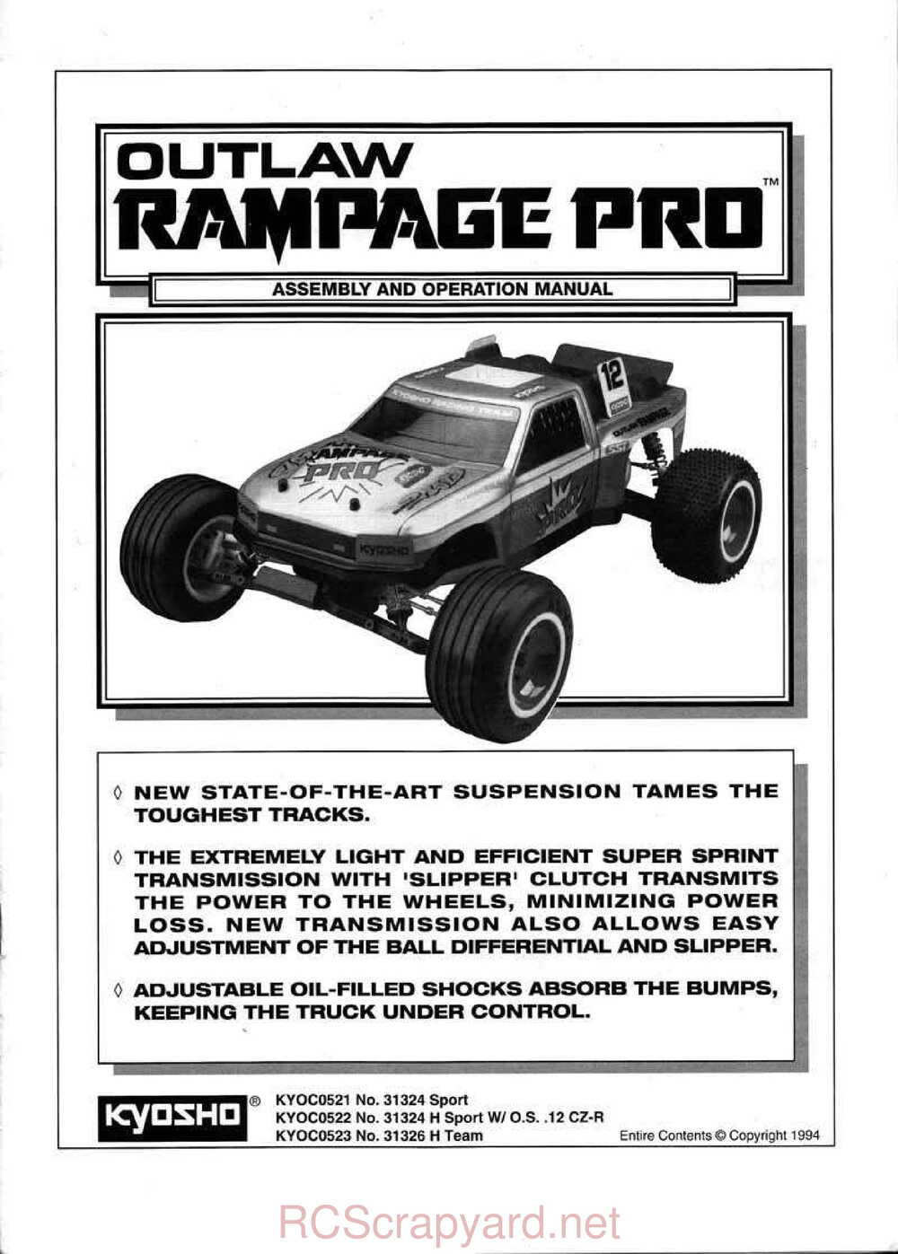 Kyosho - 31324 - 31326 - Outlaw-Rampage - Manual - Page 01