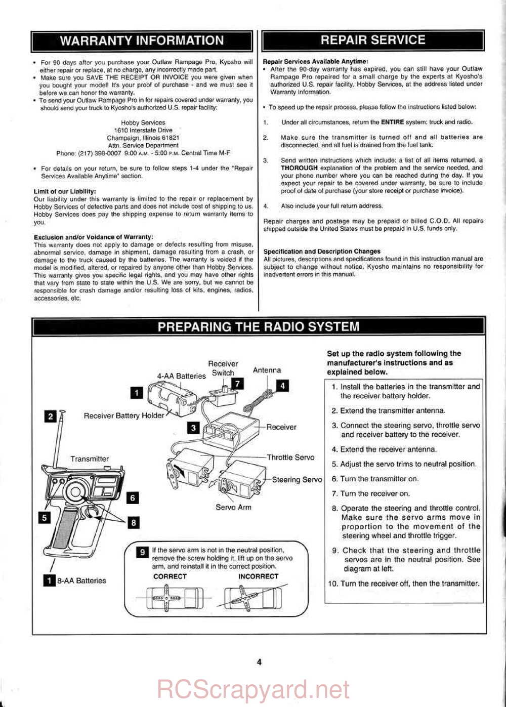 Kyosho - 31324 - 31326 - Outlaw-Rampage - Manual - Page 04