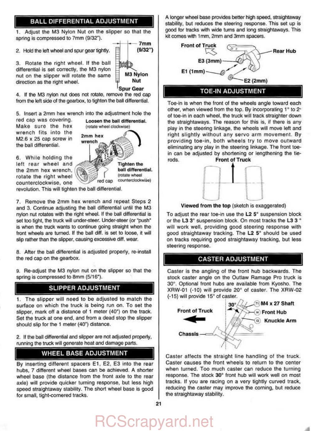 Kyosho - 31324 - 31326 - Outlaw-Rampage - Manual - Page 21