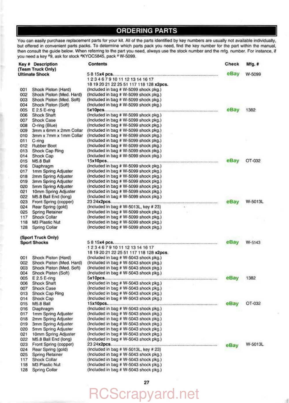 Kyosho - 31324 - 31326 - Outlaw-Rampage - Manual - Page 27