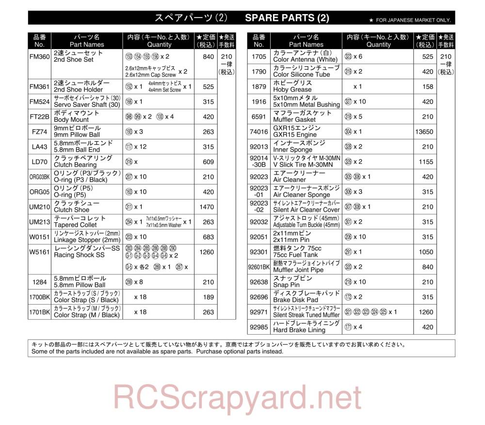 Kyosho V-One S III - Parts - Page 2