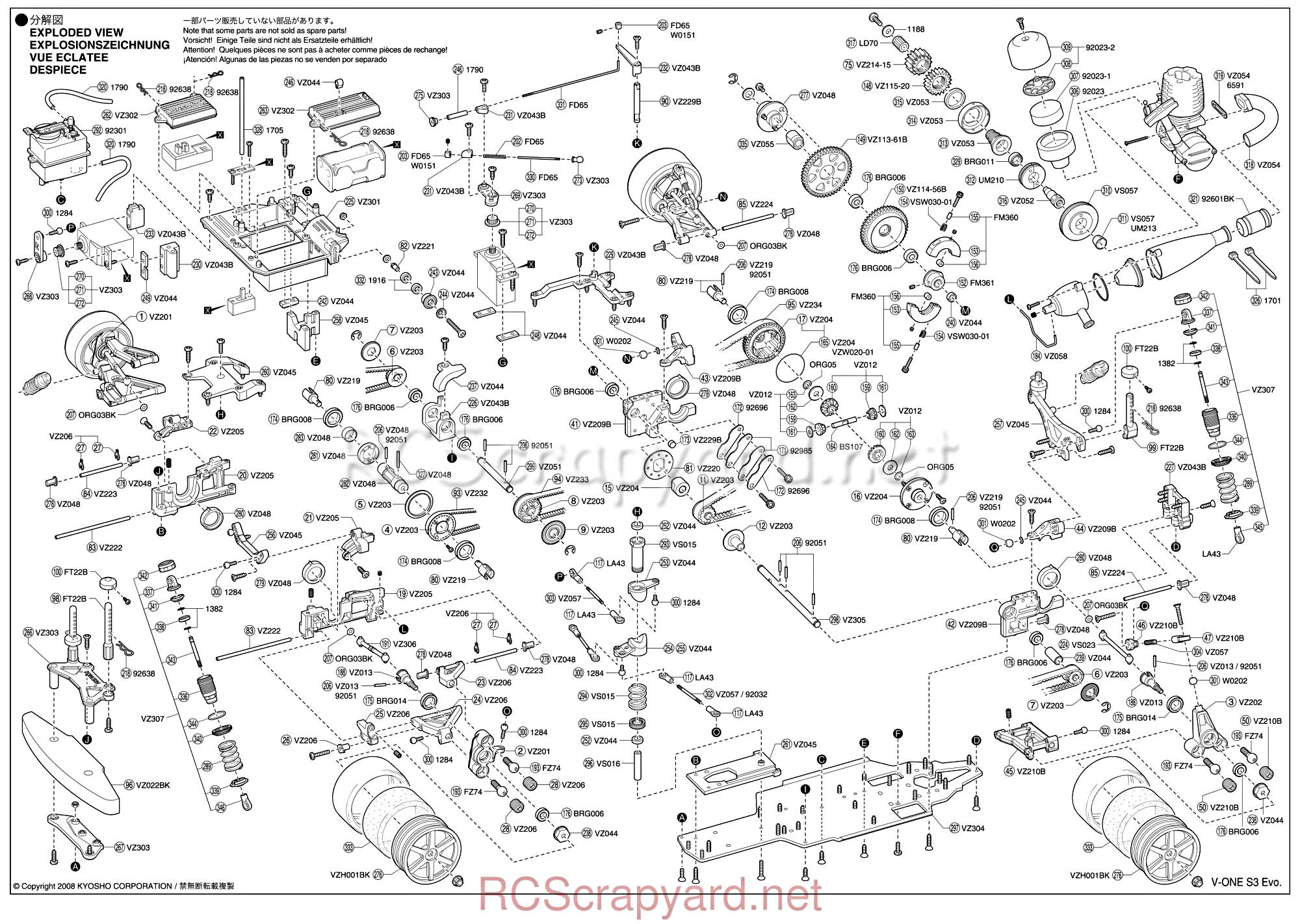 Kyosho V-One S III Evo - Exploded View