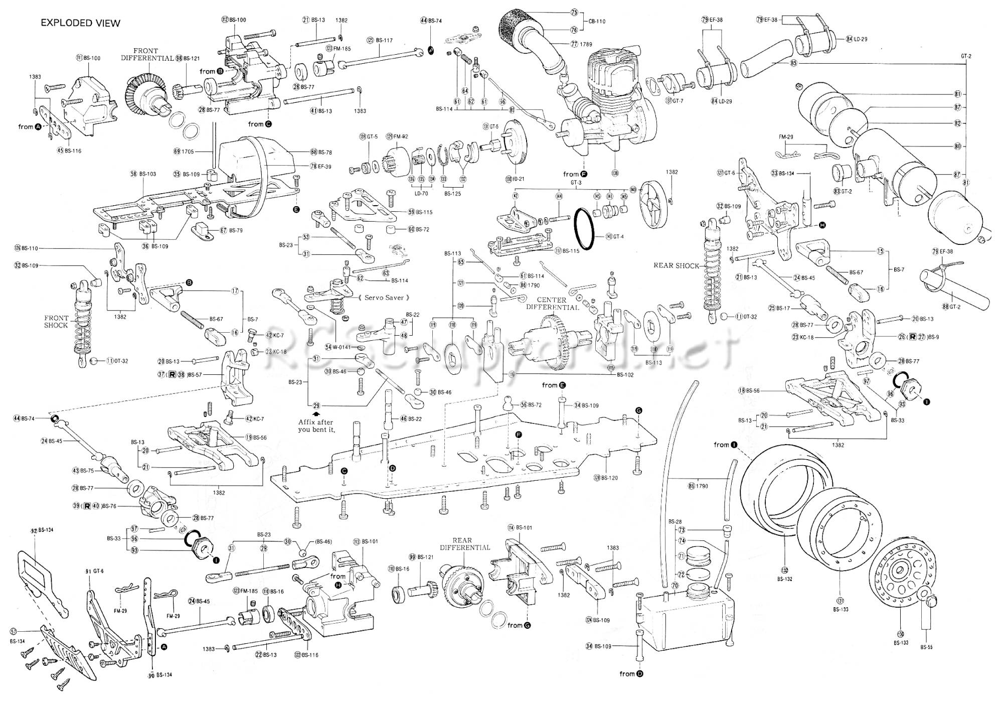 Kyosho Inferno ST (1992) - 31347G - Exploded View