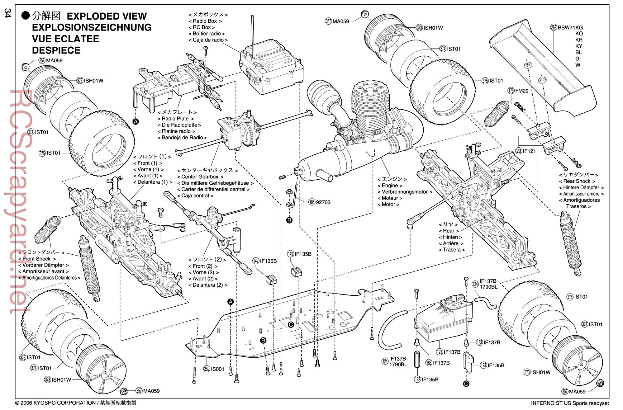 Kyosho Inferno ST US Sports - 31354 - Exploded View