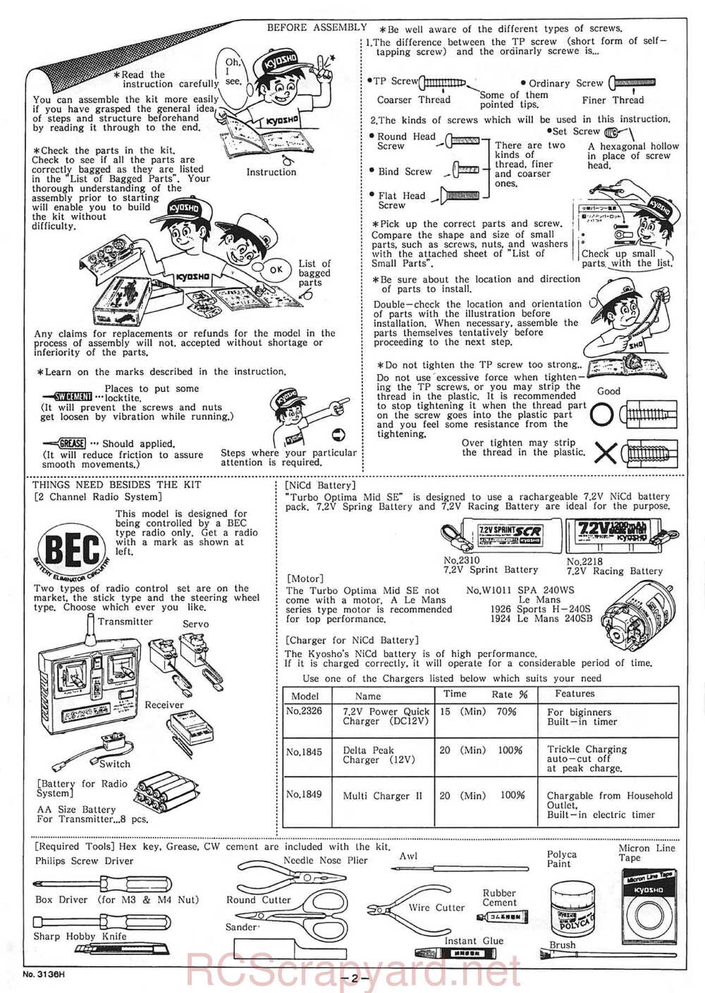 Kyosho - 3136H - Turbo-Optima-Mid SE - Manual - Page 02