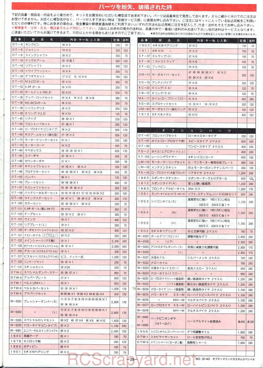 Kyosho - 3140 - Optima-Mid Custom Special - Manual - Page 29