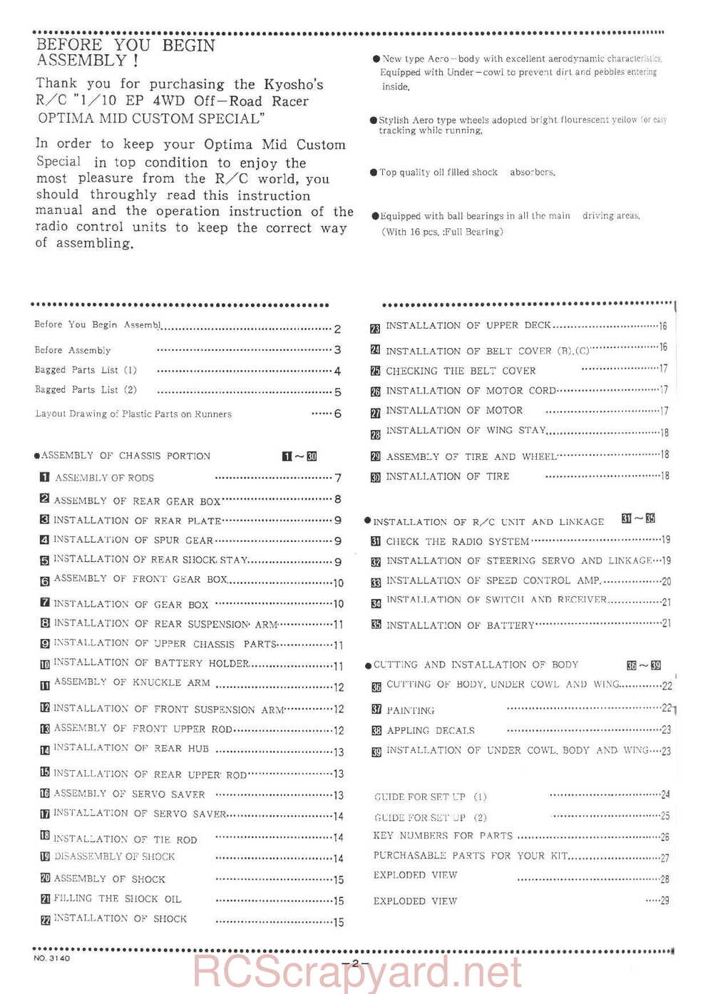 Kyosho - 3140FG - Optima-Mid Custom Special - Manual - Page 02
