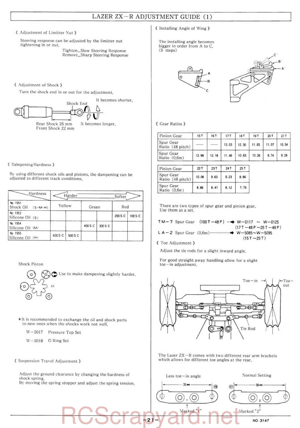 Kyosho - 3147 - Lazer-ZX-R - Manual - Page 21