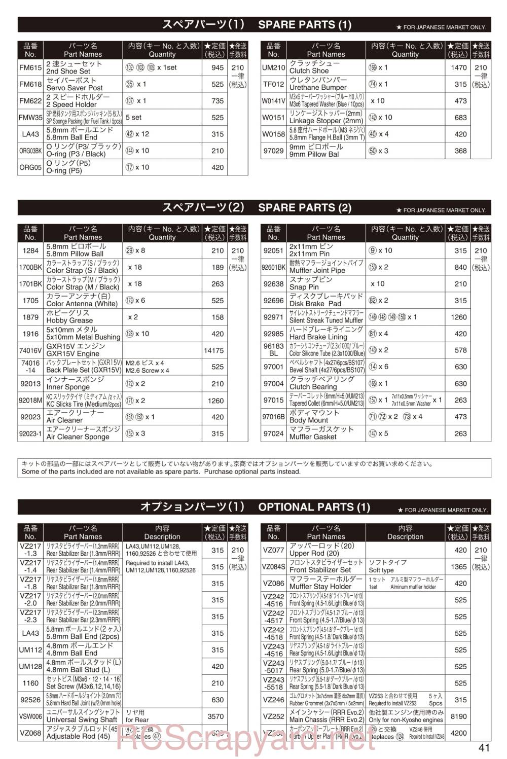 Kyosho V-One SR - Parts - Page 2