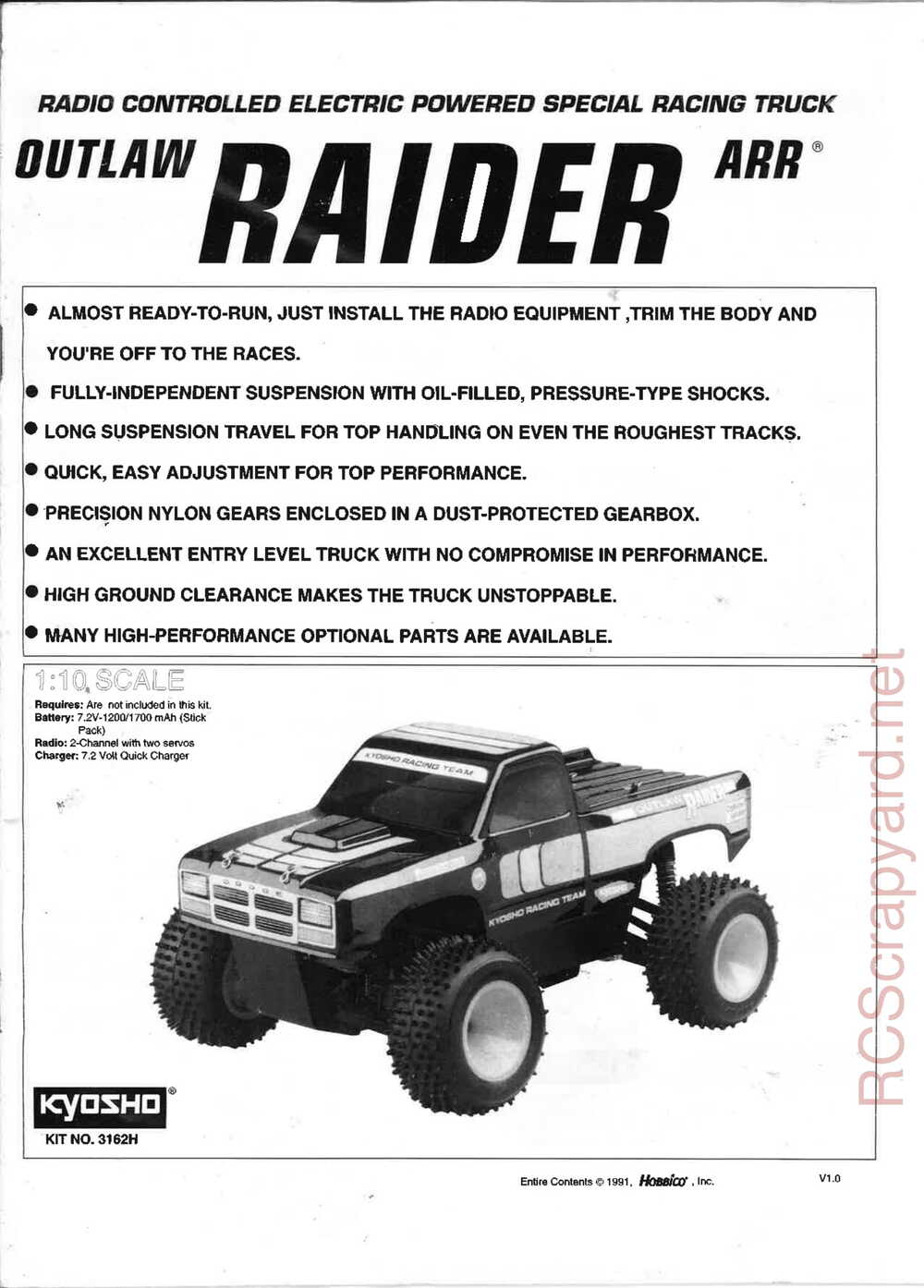 Kyosho - 3162H - Outlaw-Raider ARR - Manual - Page 01