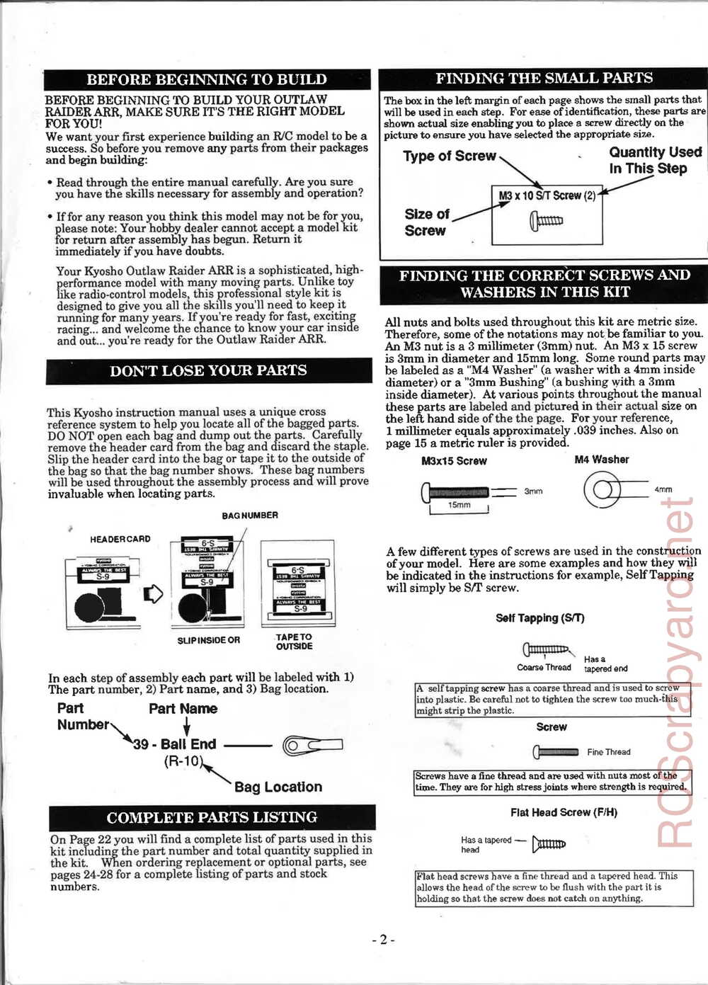 Kyosho - 3162H - Outlaw-Raider ARR - Manual - Page 02
