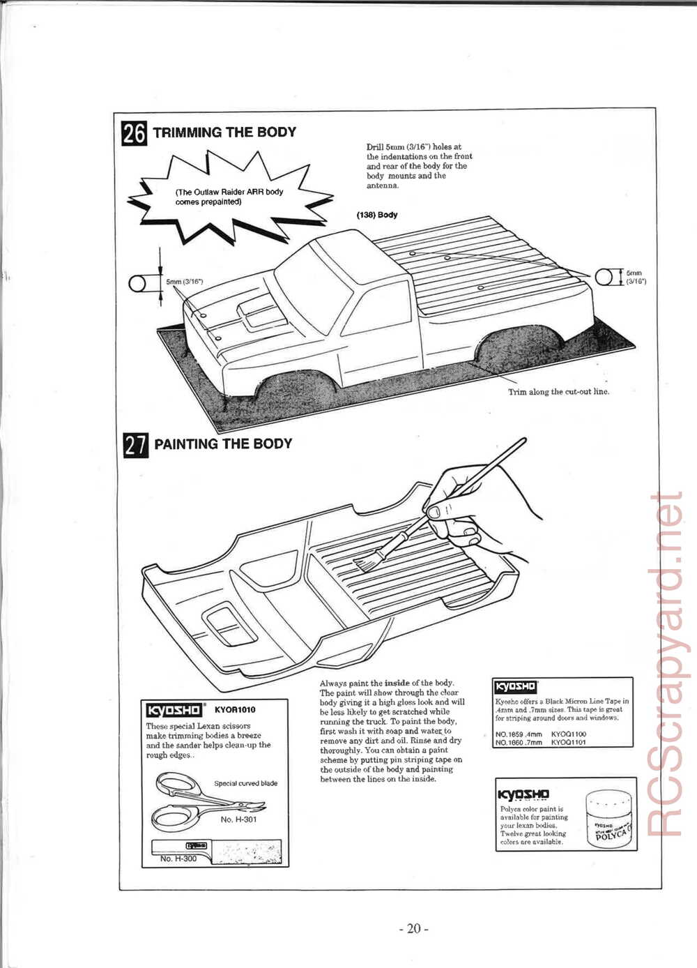 Kyosho - 3162H - Outlaw-Raider ARR - Manual - Page 20