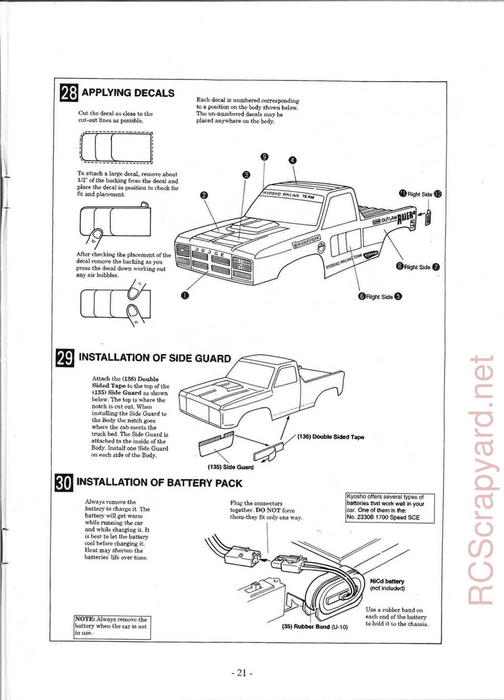 Kyosho - 3162H - Outlaw-Raider ARR - Manual - Page 21