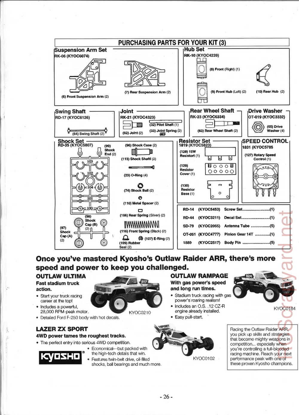 Kyosho - 3162H - Outlaw-Raider ARR - Manual - Page 26