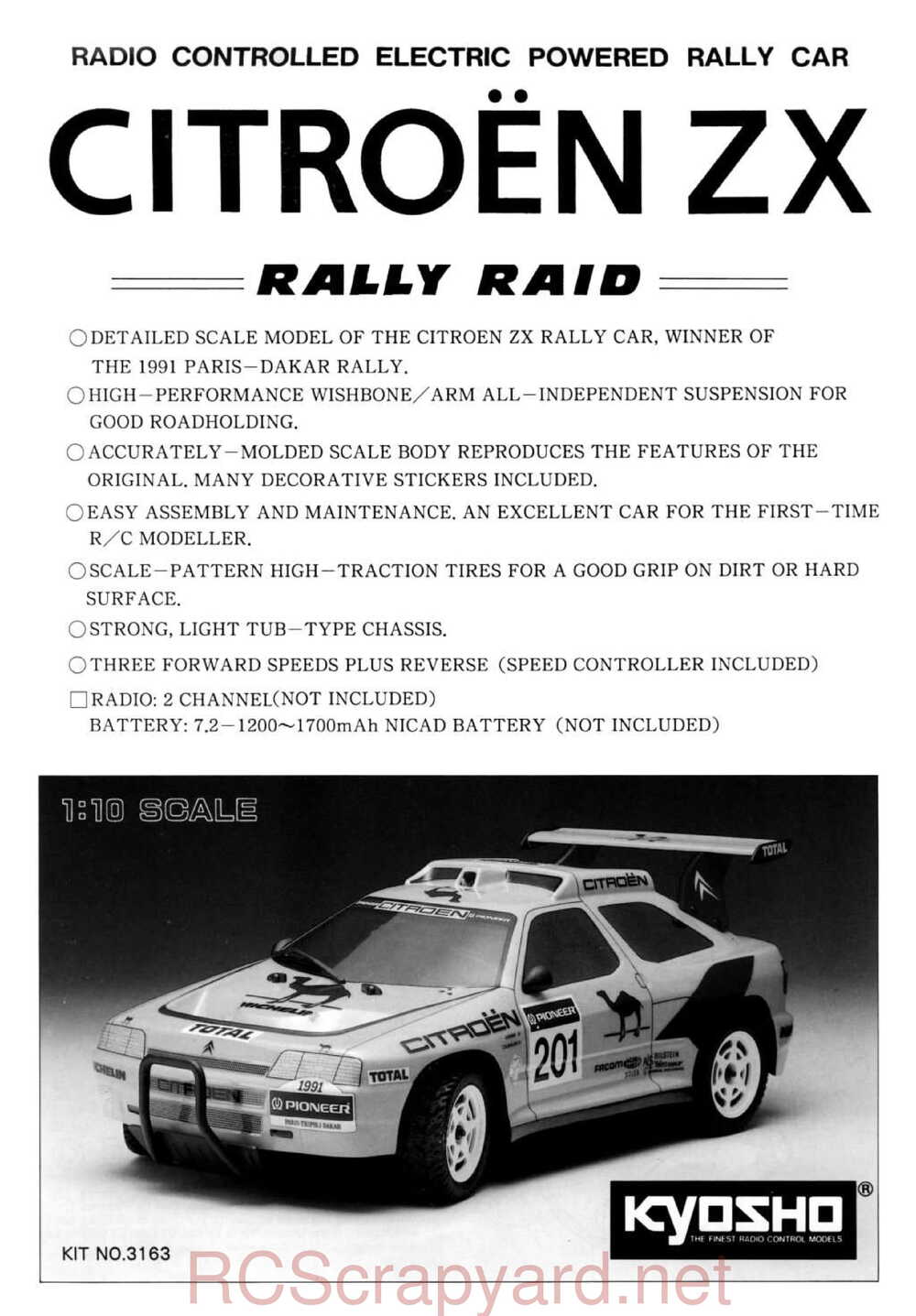 Kyosho - 3163 - Citroen-ZX Rallye Raid - Manual - Page 01