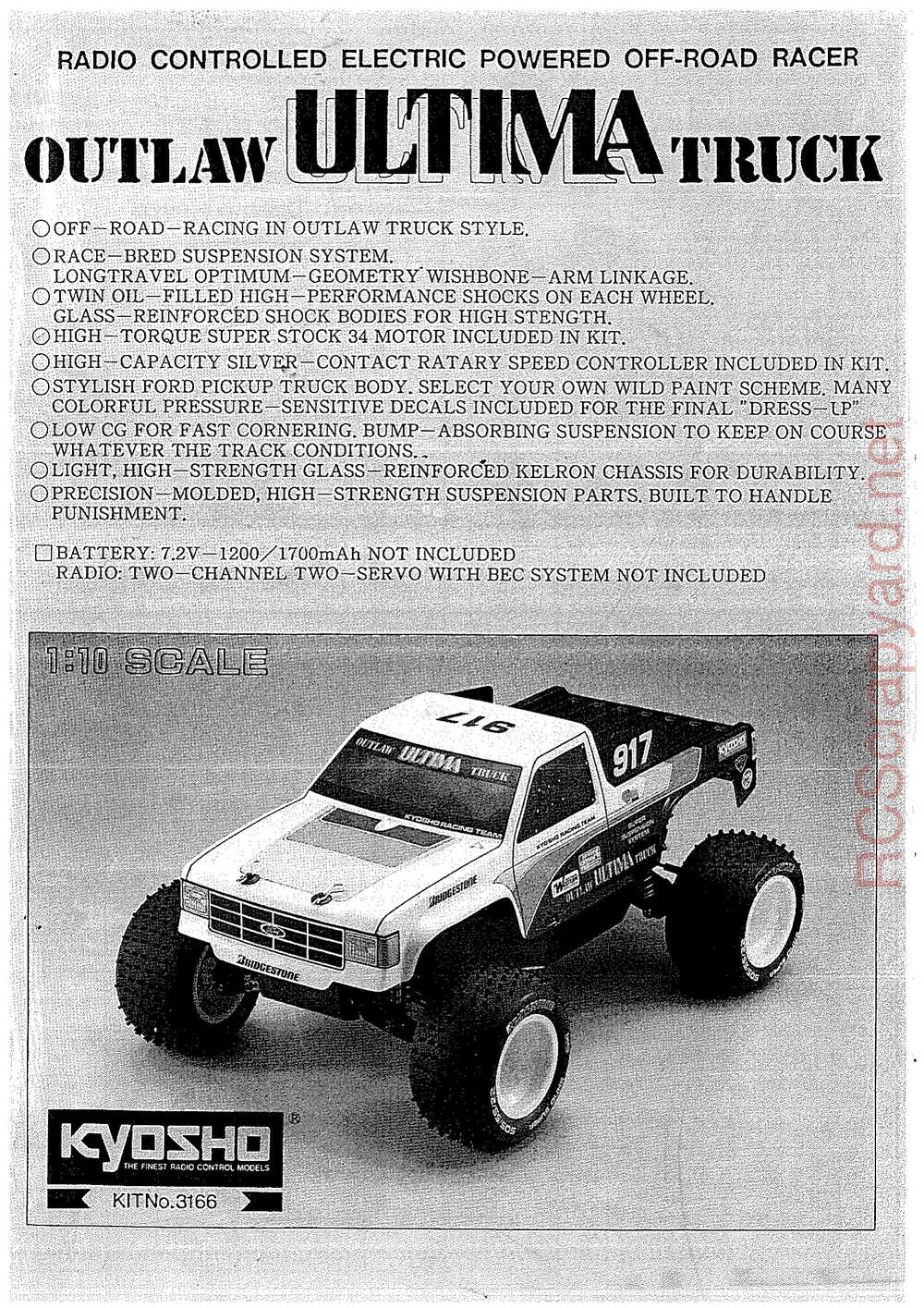Kyosho - 3166 - Outlaw-Ultima Truck - Manual - Page 01
