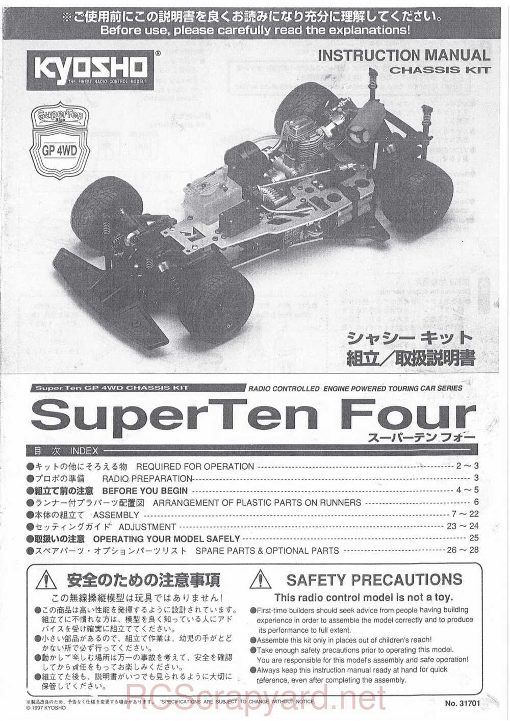 Kyosho - 31701 - Superten-Four FW-03 - Manual - Page 01