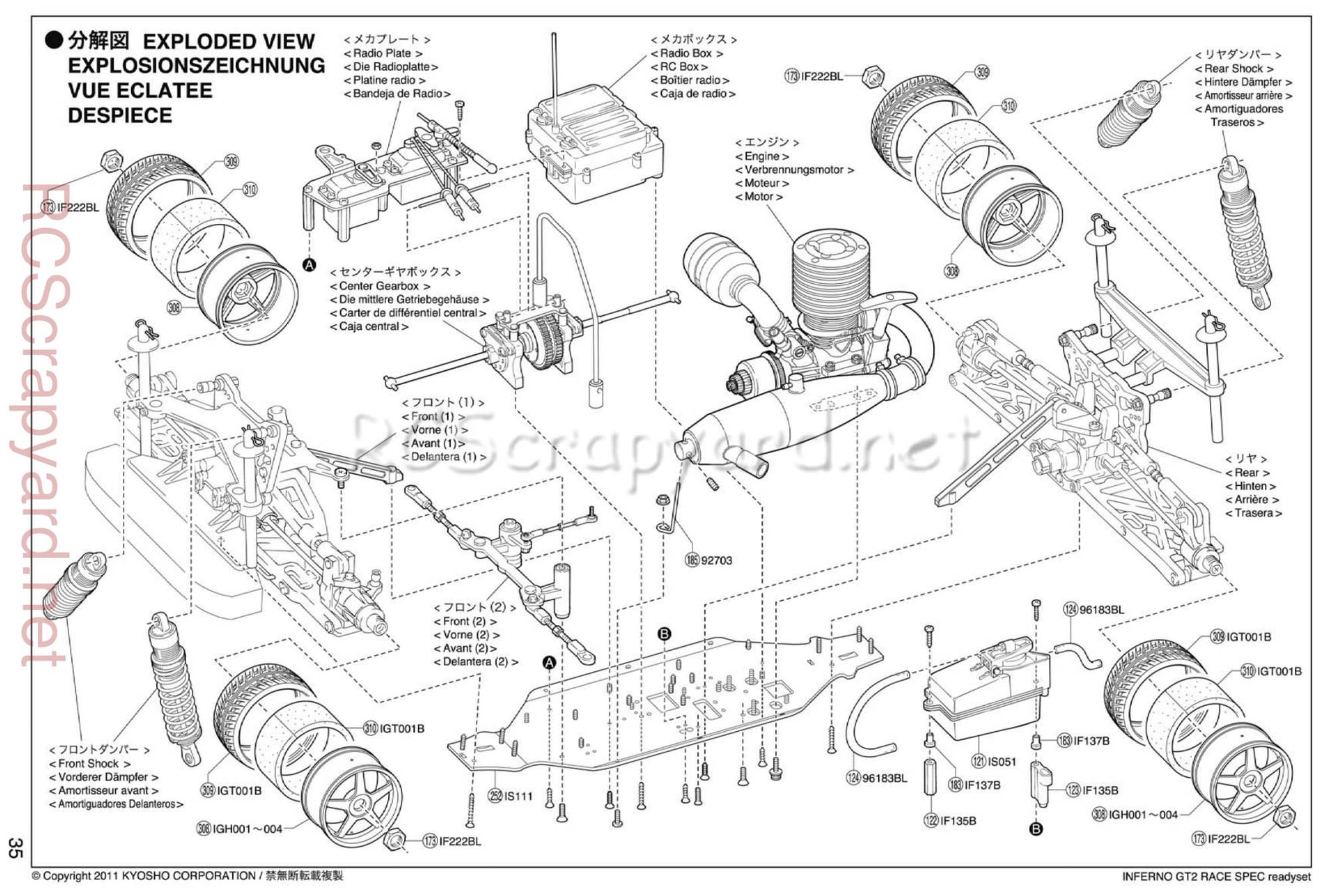 Kyosho Inferno GT2 Race Spec - Exploded View