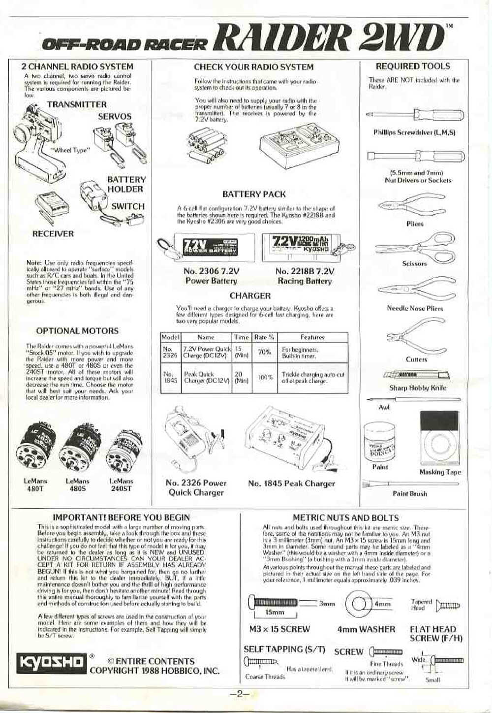 Kyosho - 3184 - Raider - Manual - Page 02