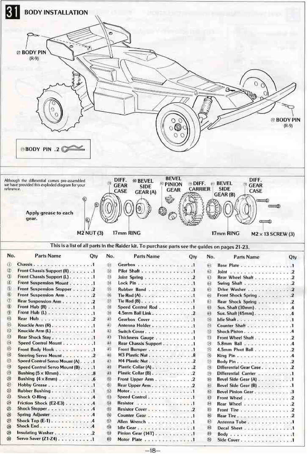 Kyosho - 3184 - Raider - Manual - Page 18