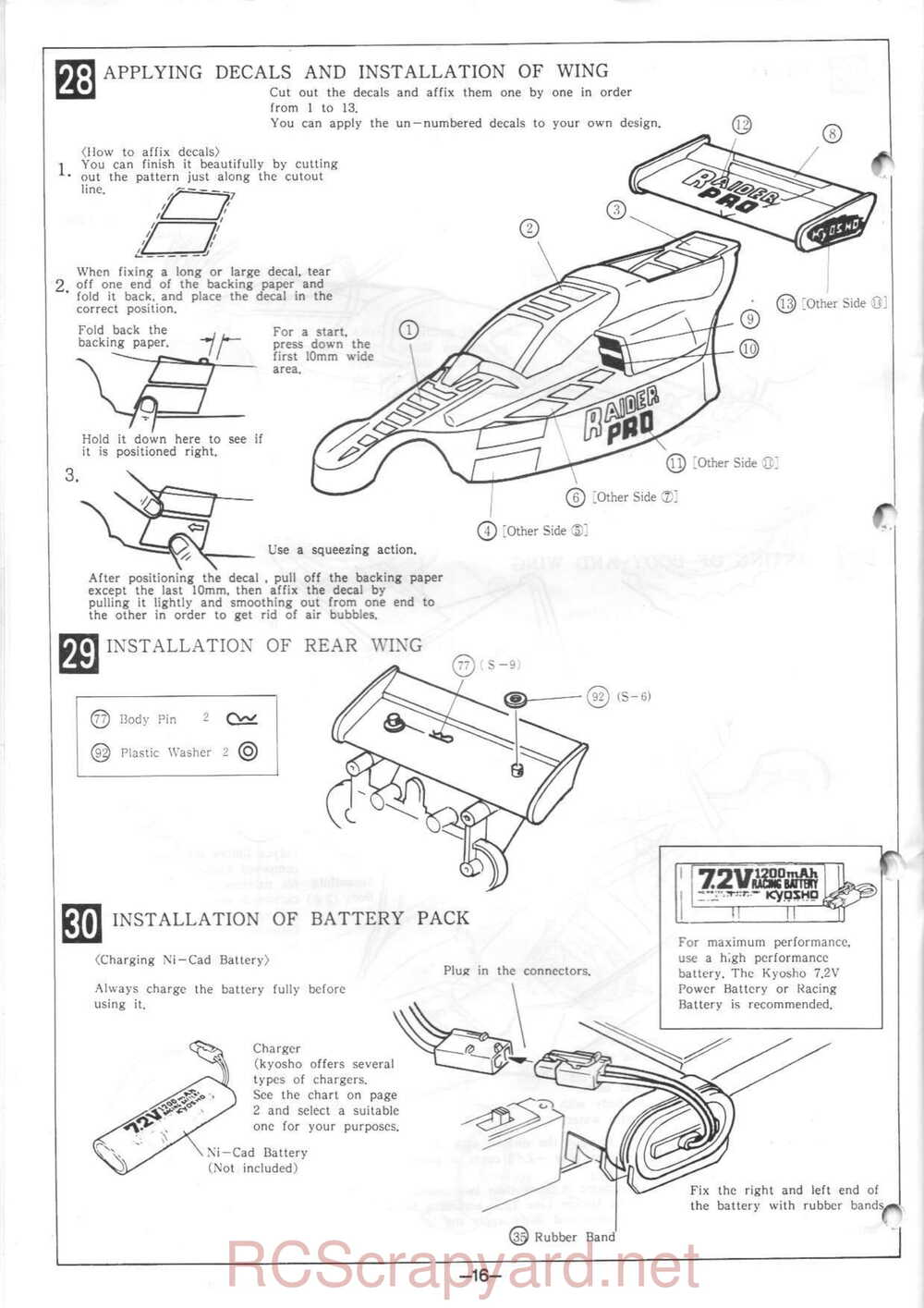 Kyosho - 3197 - Raider-Pro - Manual - Page 16