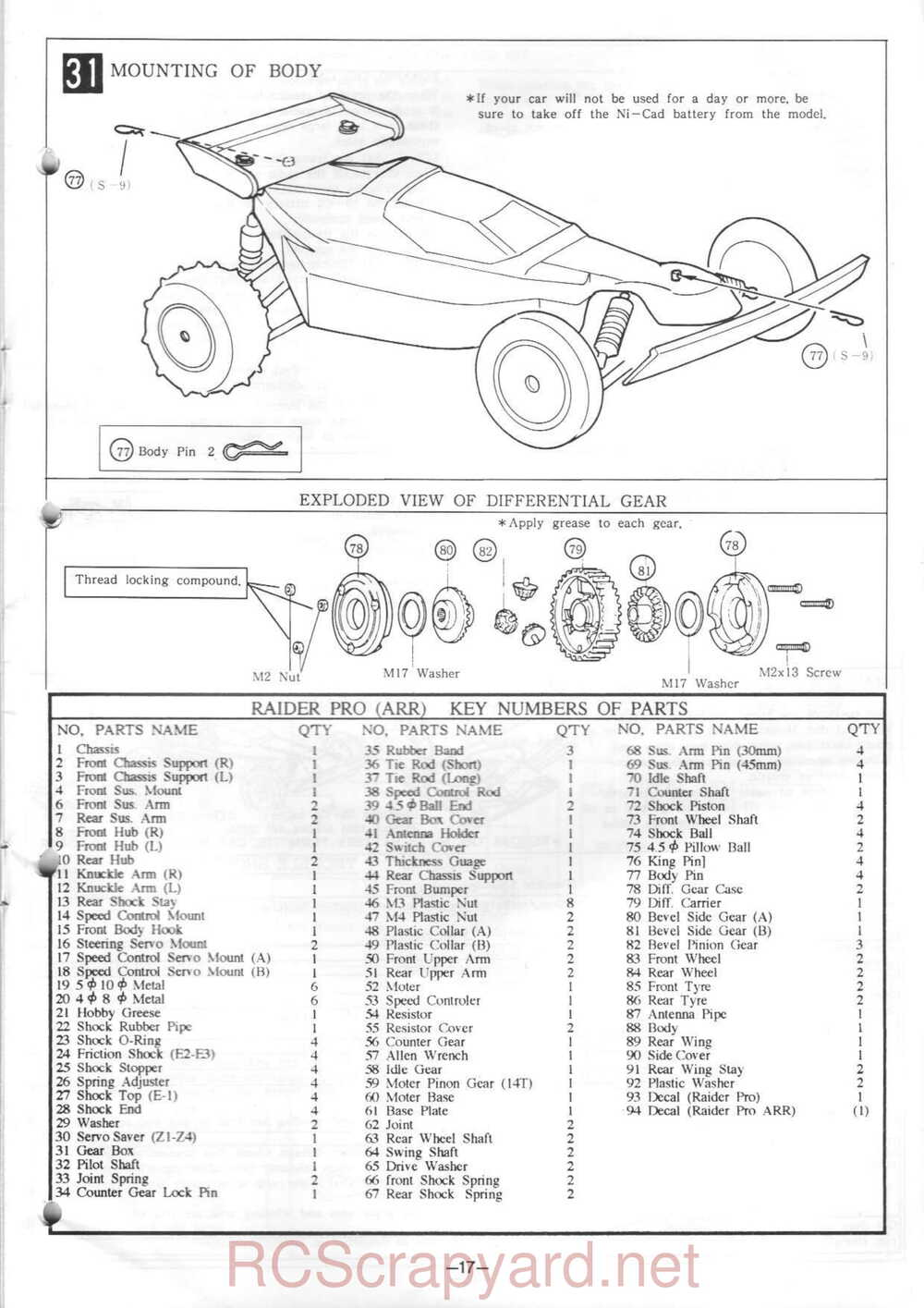 Kyosho - 3197 - Raider-Pro - Manual - Page 17