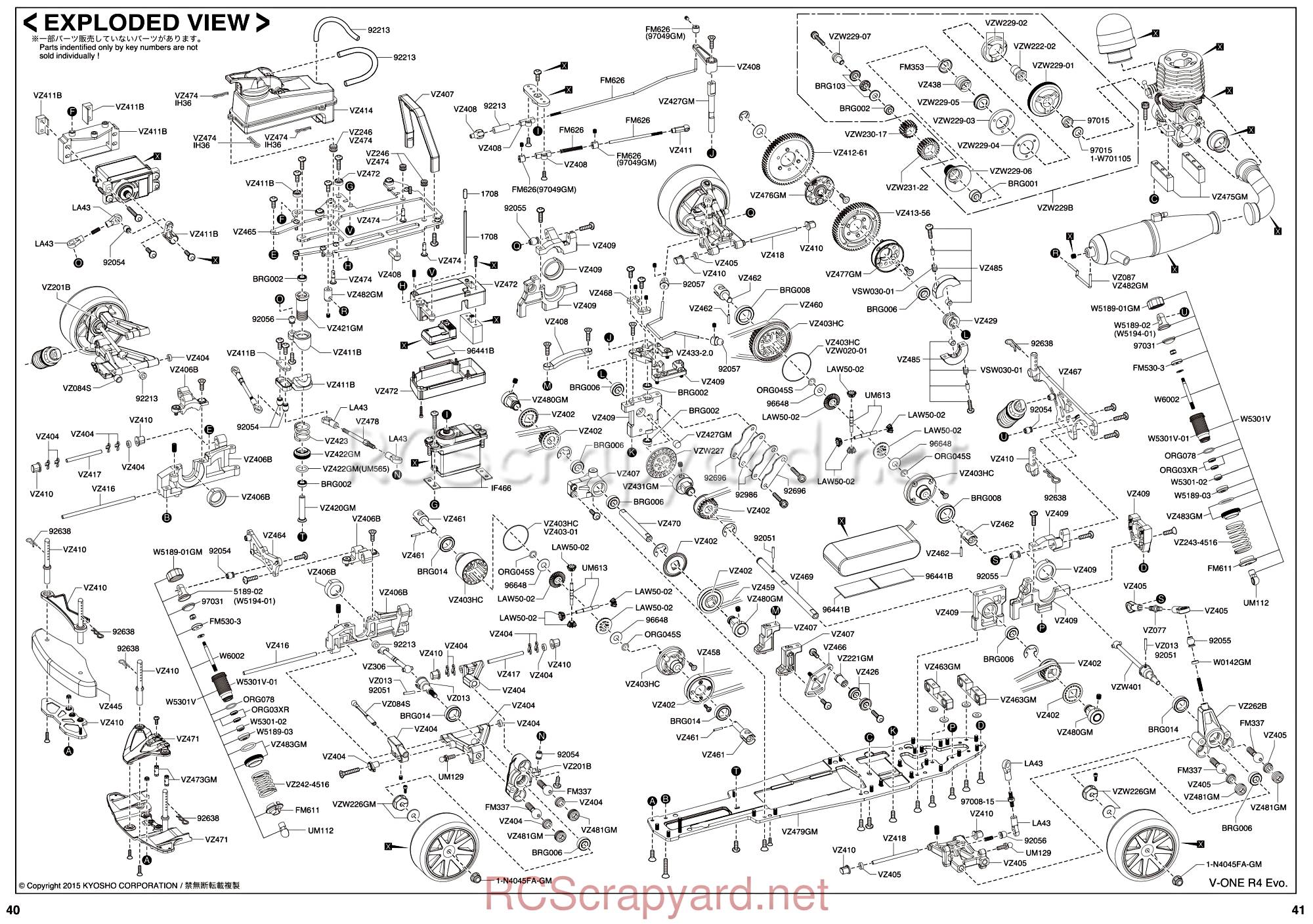 Kyosho V-One R4 Evo - 33204 - Exploded View