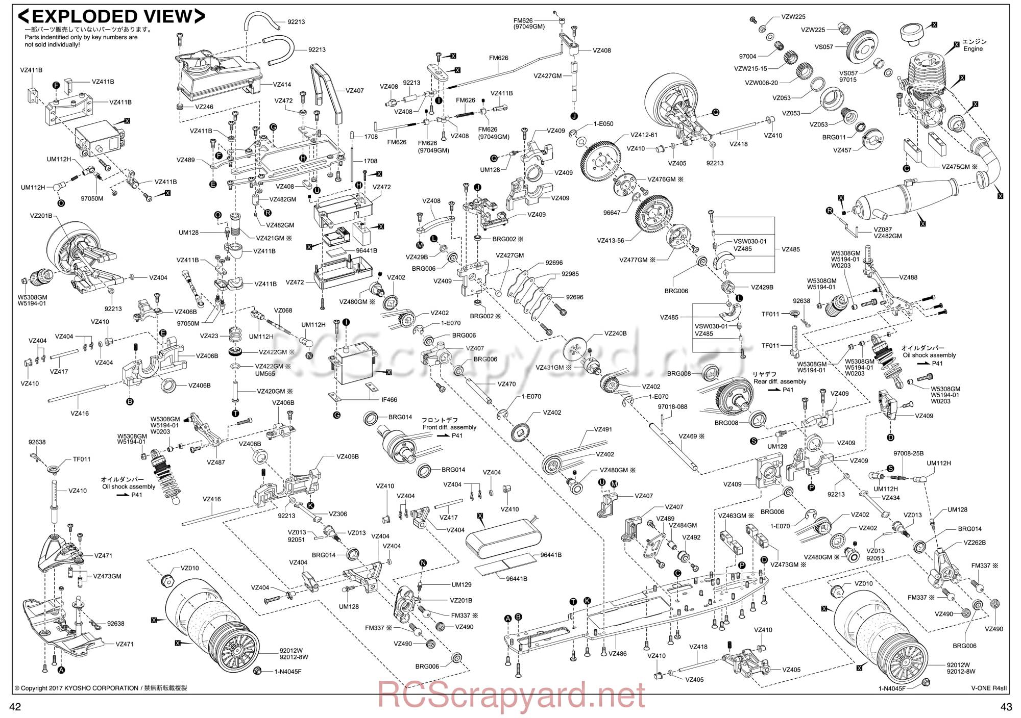 Kyosho V-One R4s II - 33206 - Exploded View