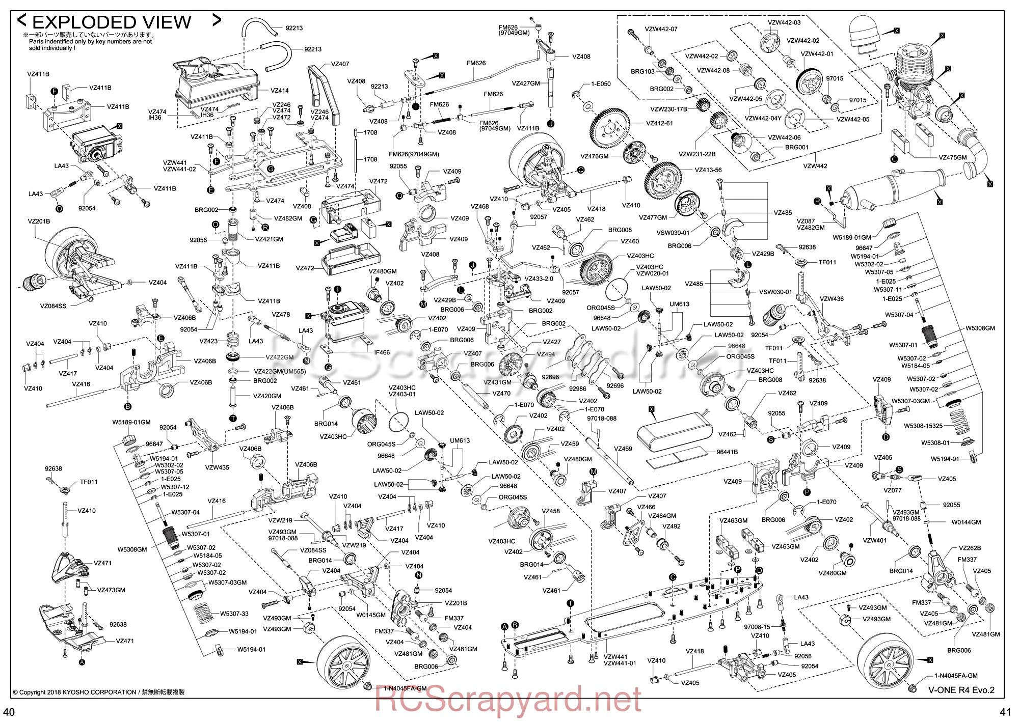 Kyosho V-One R4 Evo 2 - 33211 - Exploded View