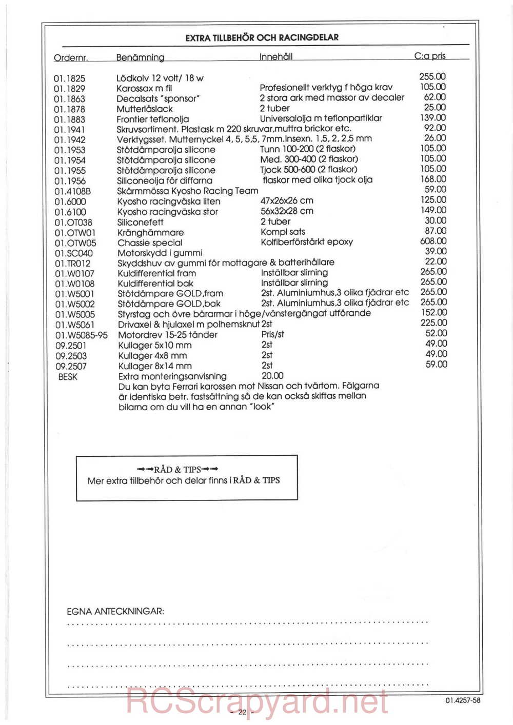 Kyosho - 4257 4258 - Scale Car Series  - Manual - Page 22