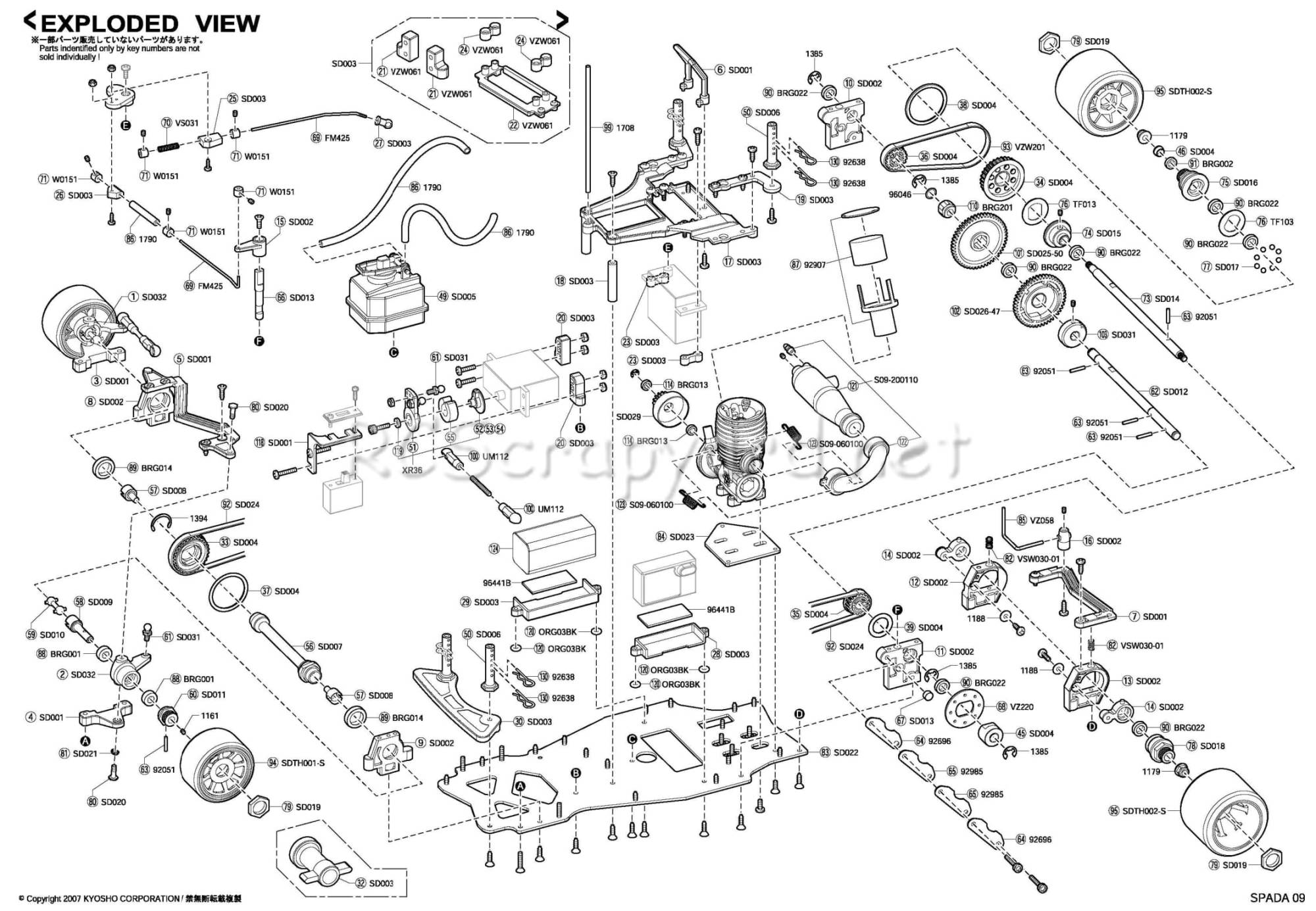 Kyosho Spada 09 Exploded View