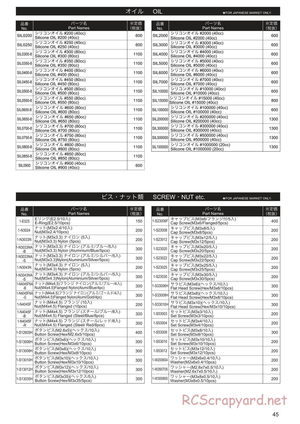 Kyosho - Lazer ZX7 - Parts List - Page 6