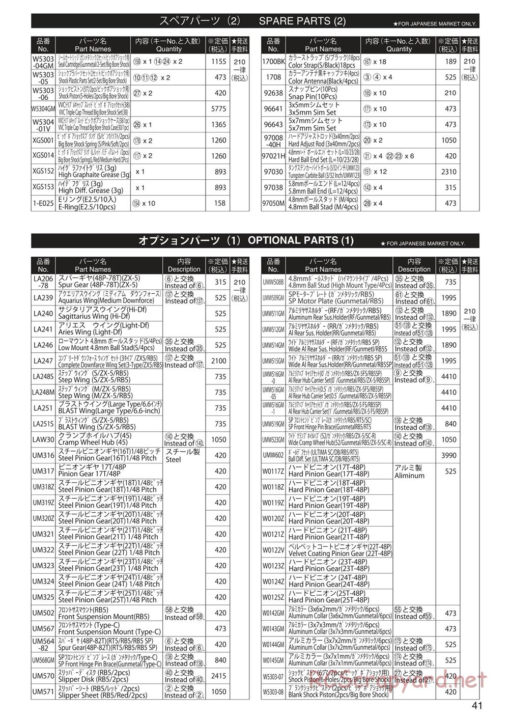 Kyosho - Ultima RB6 - Parts List - Page 2