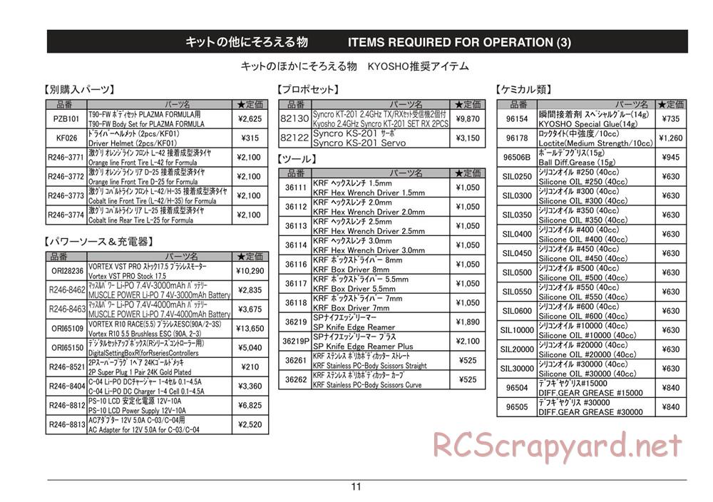 Kyosho - Plazma Formula - Manual - Page 11