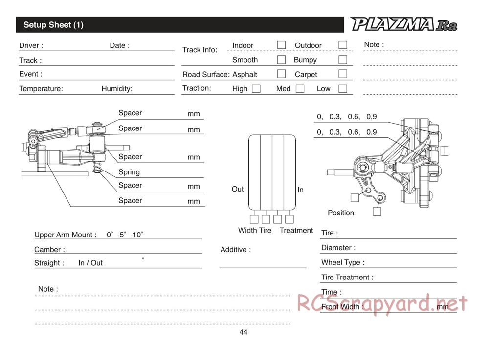 Kyosho - Plazma Ra - Manual - Page 44