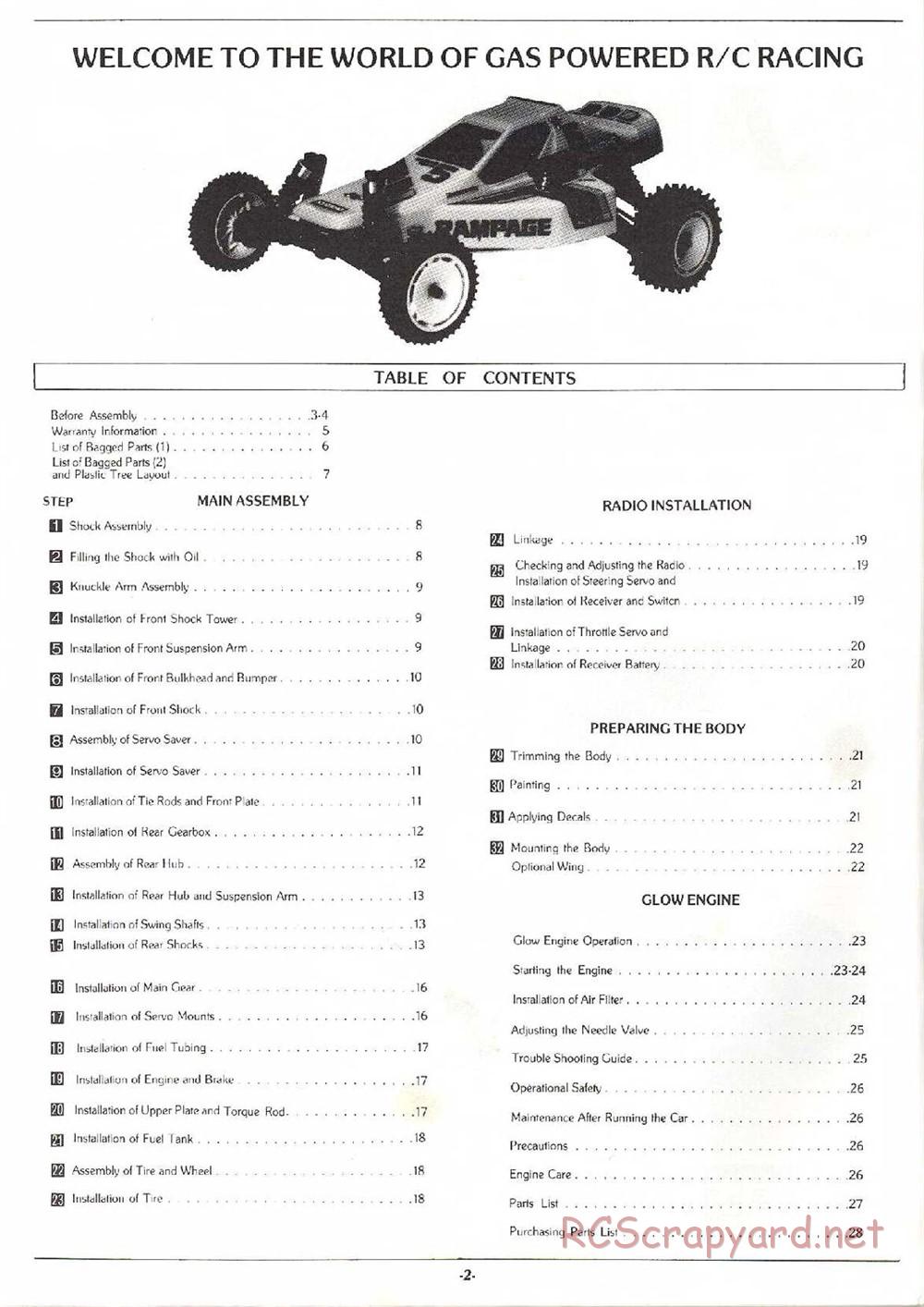 Kyosho - Rampage GP-10 - Manual - Page 2