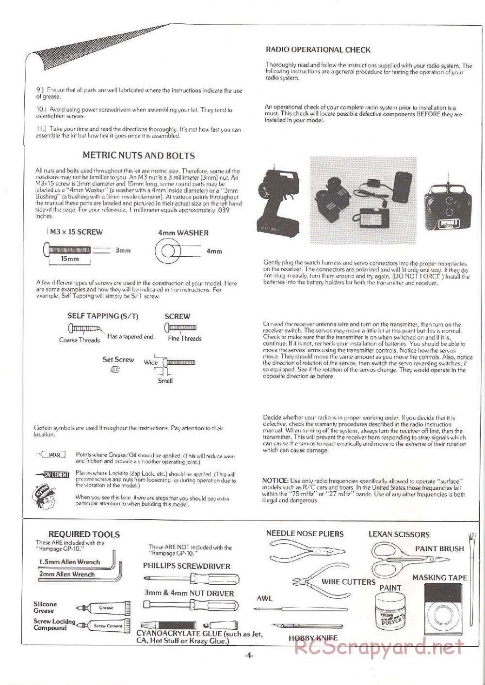 Kyosho - Rampage GP-10 - Manual - Page 4