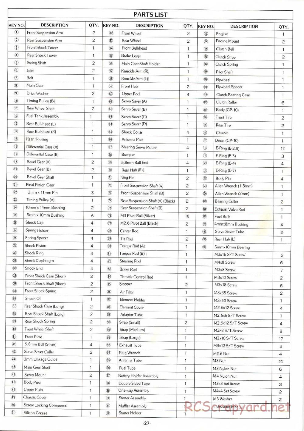 Kyosho - Rampage GP-10 - Manual - Page 27