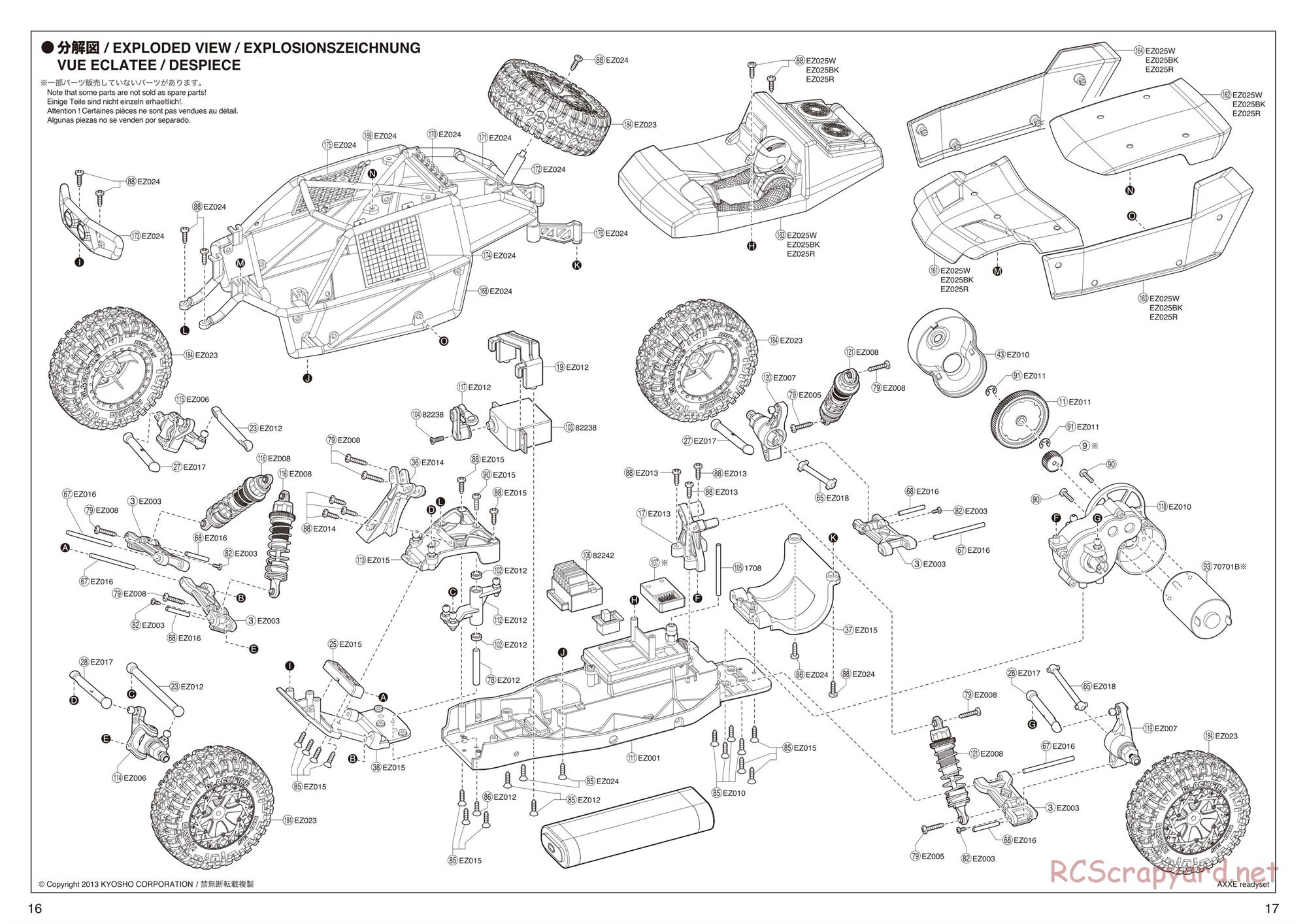Kyosho - Axxe 2WD Desert Buggy - Exploded Views - Page 1