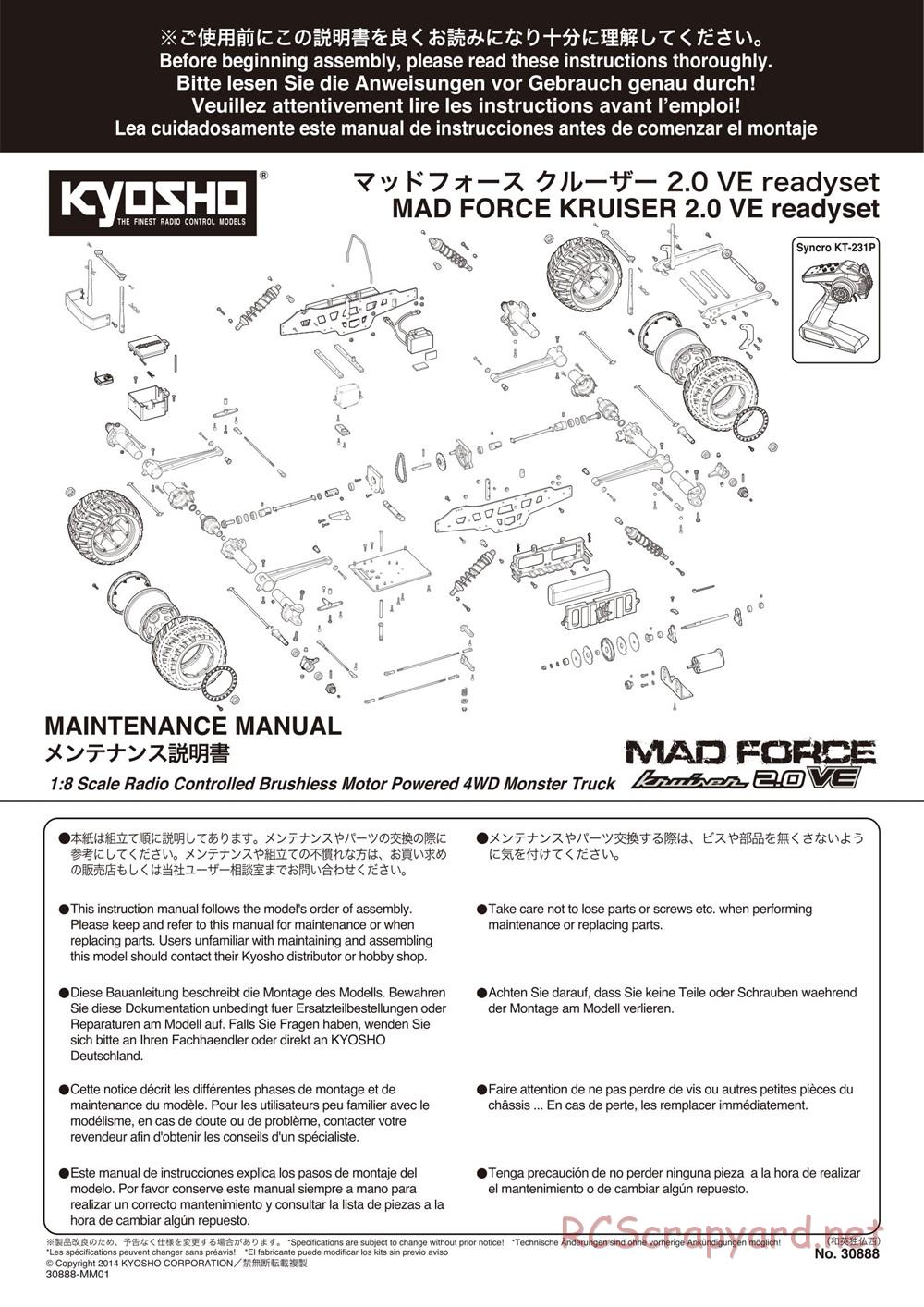 Kyosho - Mad Force Kruiser 2.0 VE - Manual - Page 1